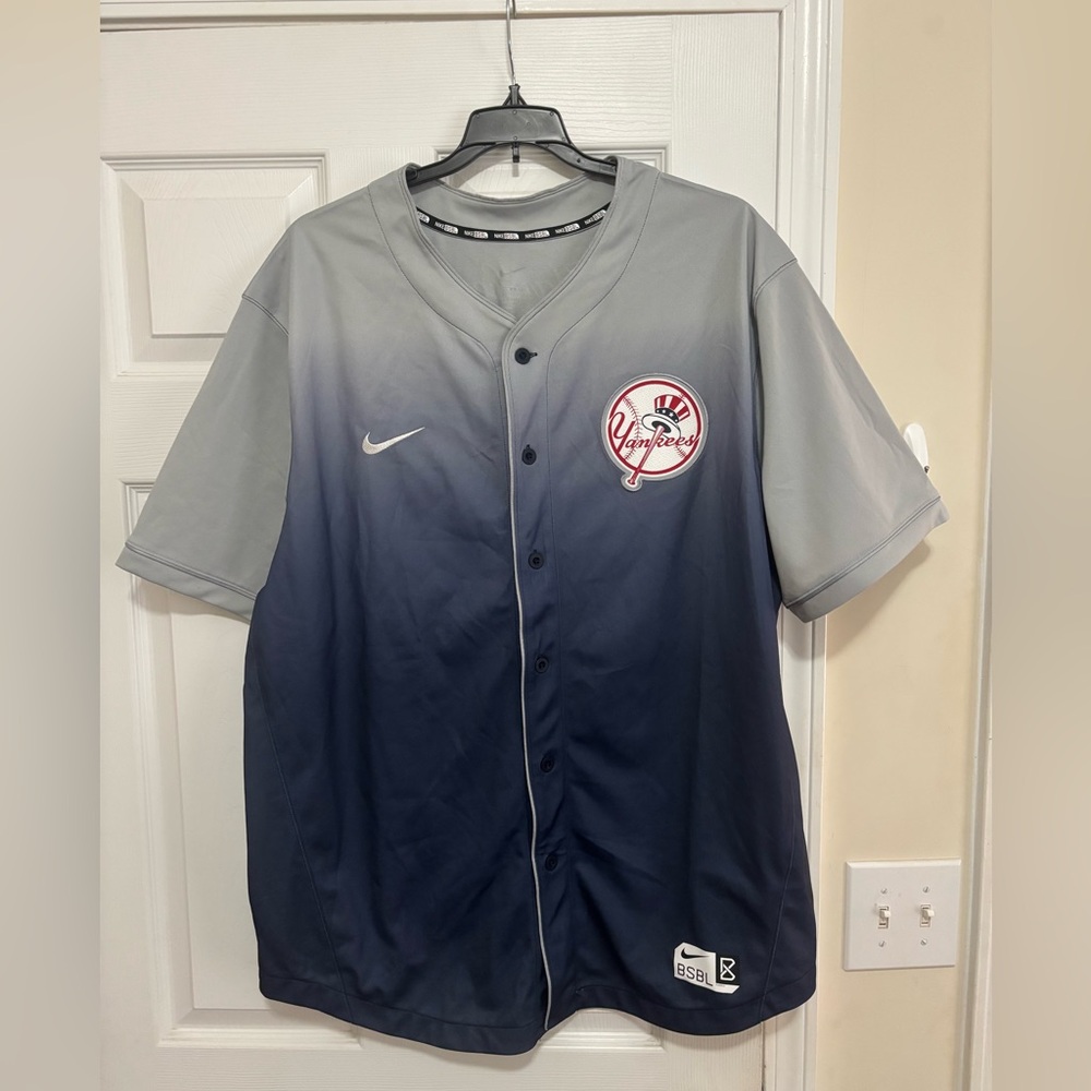 Nike Baseball Jersey, New York Yankees, XXL, Grey Gradient, Nike Baseball
